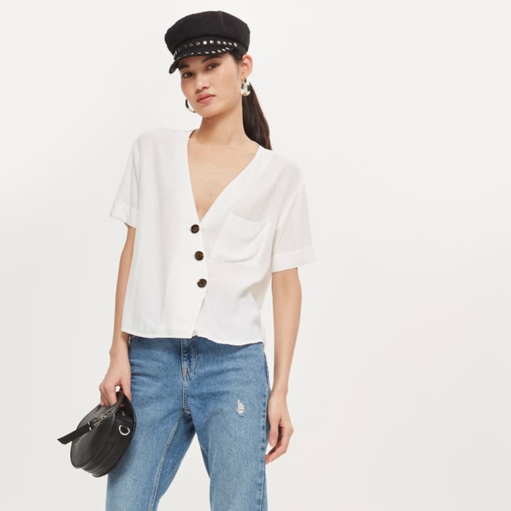 NWOT Topshop Button Front Top SZ US 10